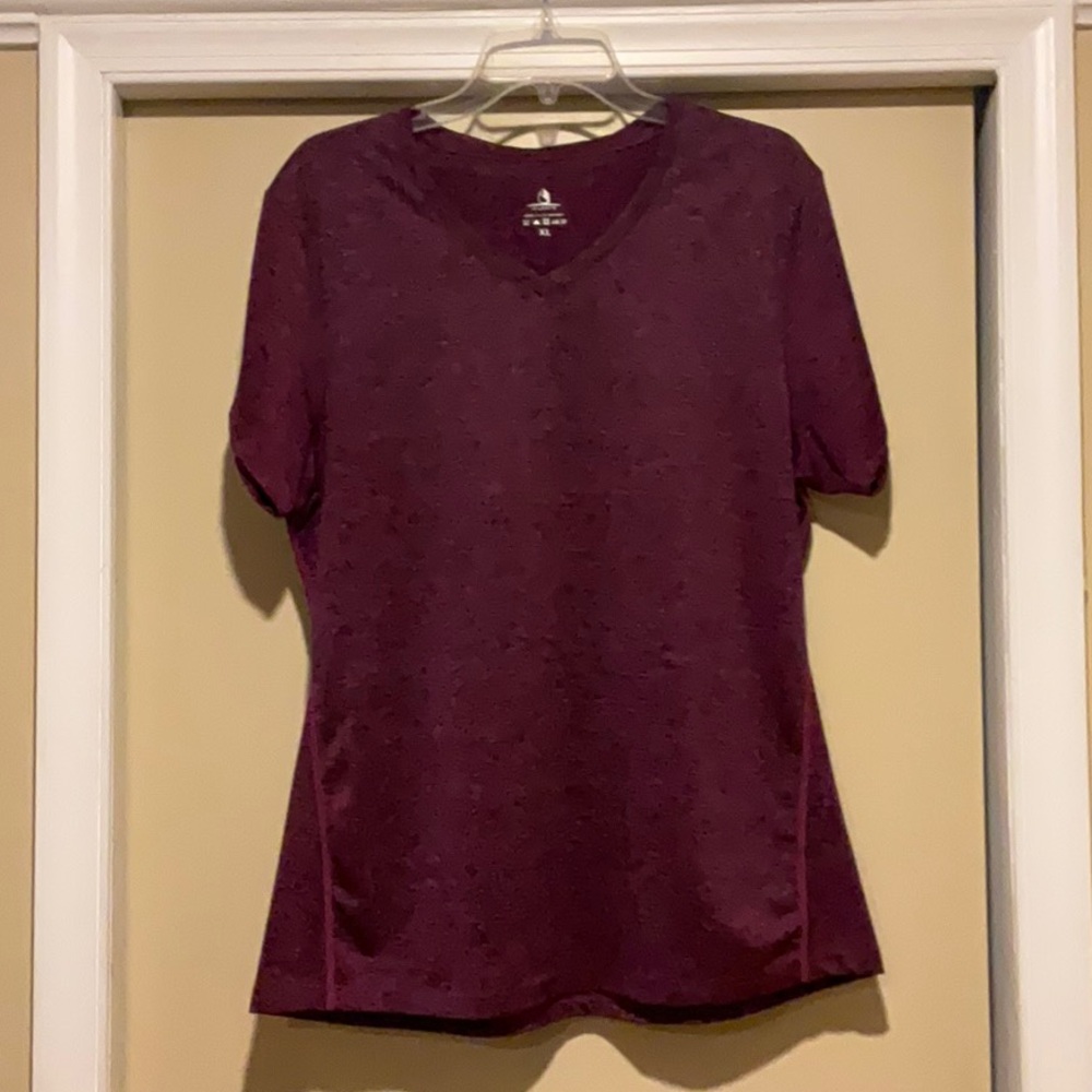 Icyzone Rosebud Workout shirt Yoga Top Activewear V neck t-shirt for women XL